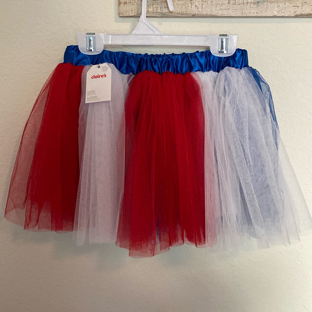 Costume Claire’s tutu patriotic, American Stars and Stripes skirt Halloween kids - Picture 3 of 6